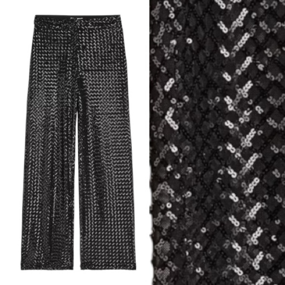 H&M black sequins pants size 0